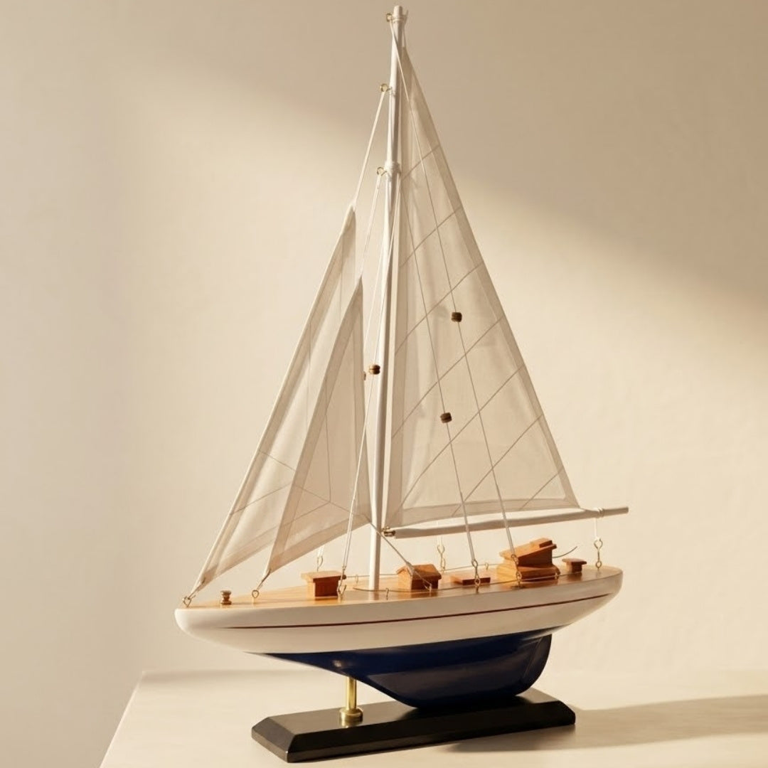 Wooden Yacht Model, Height 42cm – M1
