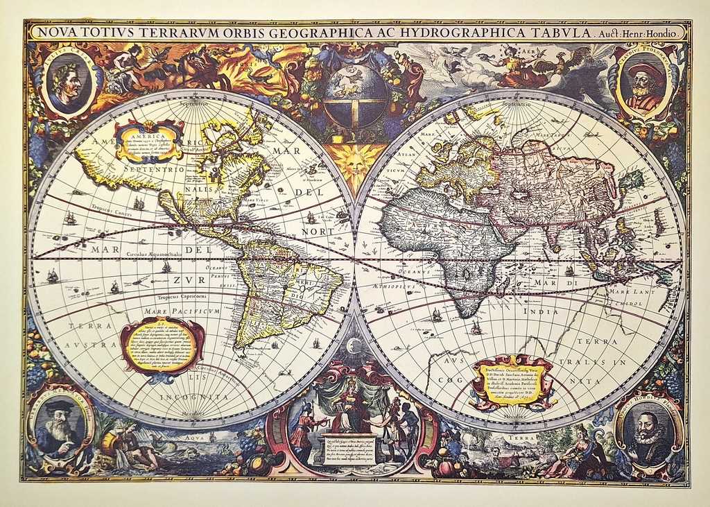 Map of the World 1630 - J. Hondius reprint - M1630 - Gift for a Historian