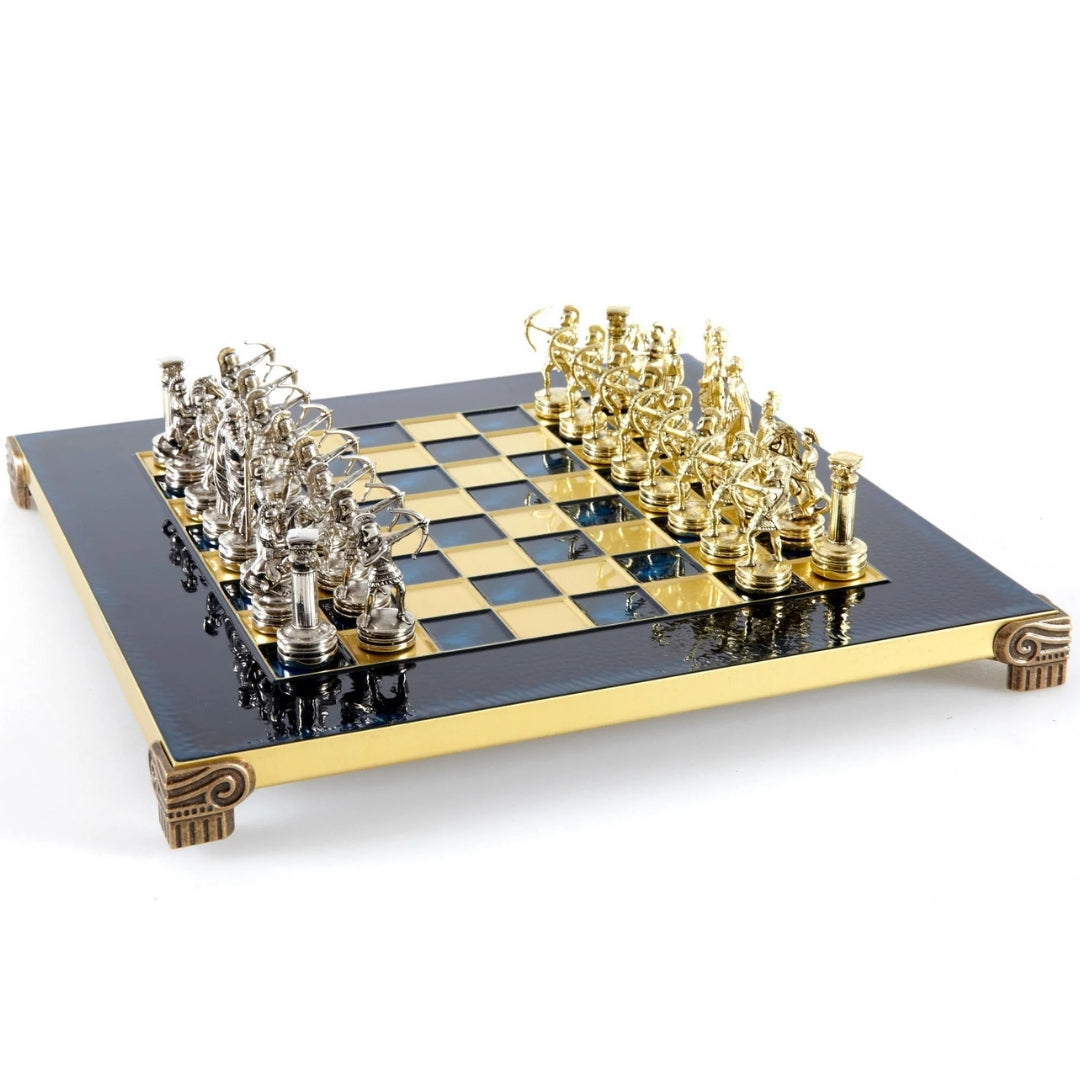 Exclusive Archers Metal Chess Set - Chessboard 28x28cm - Luxury Gift – S15BLU