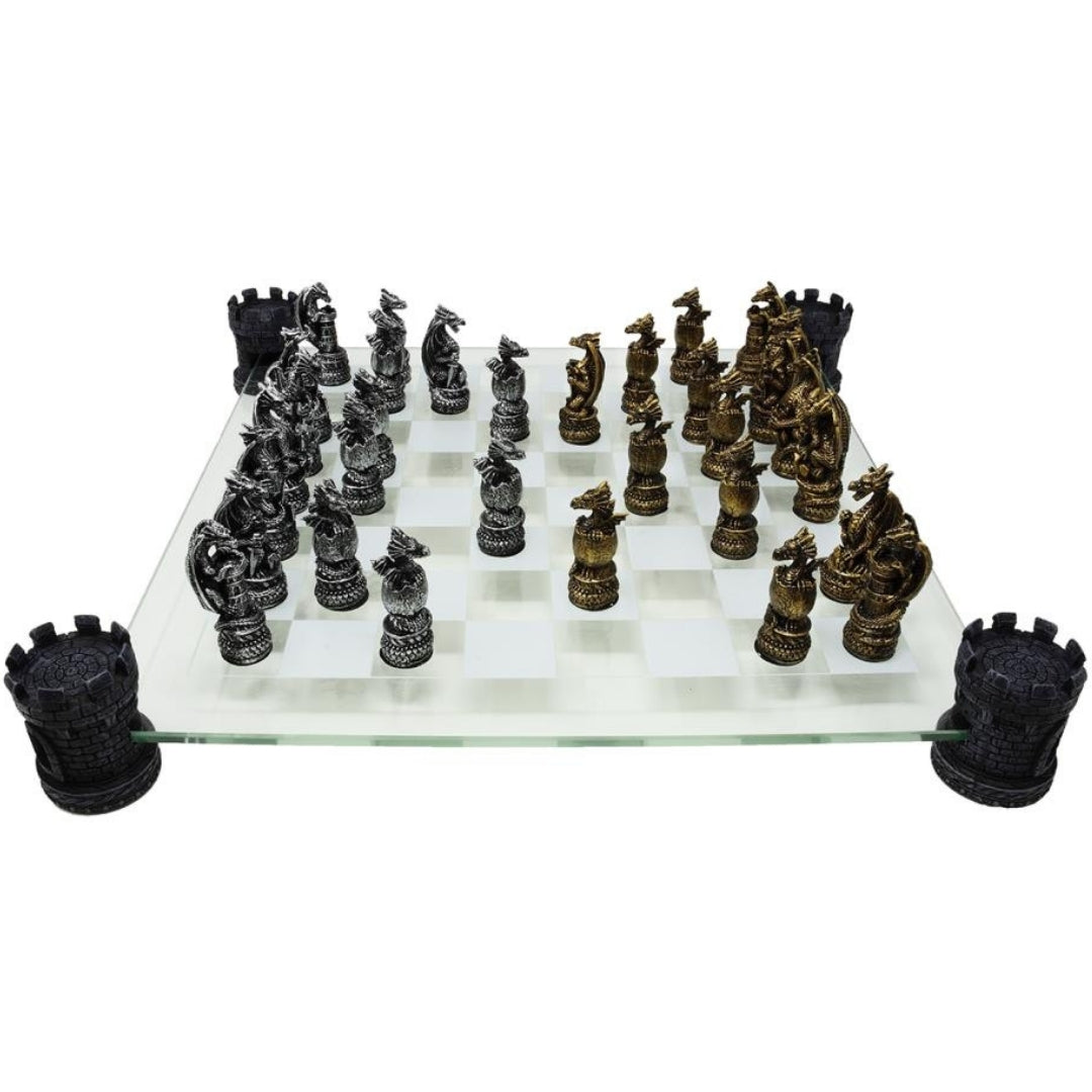 Fantasy Dragon Chess Set – glass chessboard 42x42 cm – MC-6069