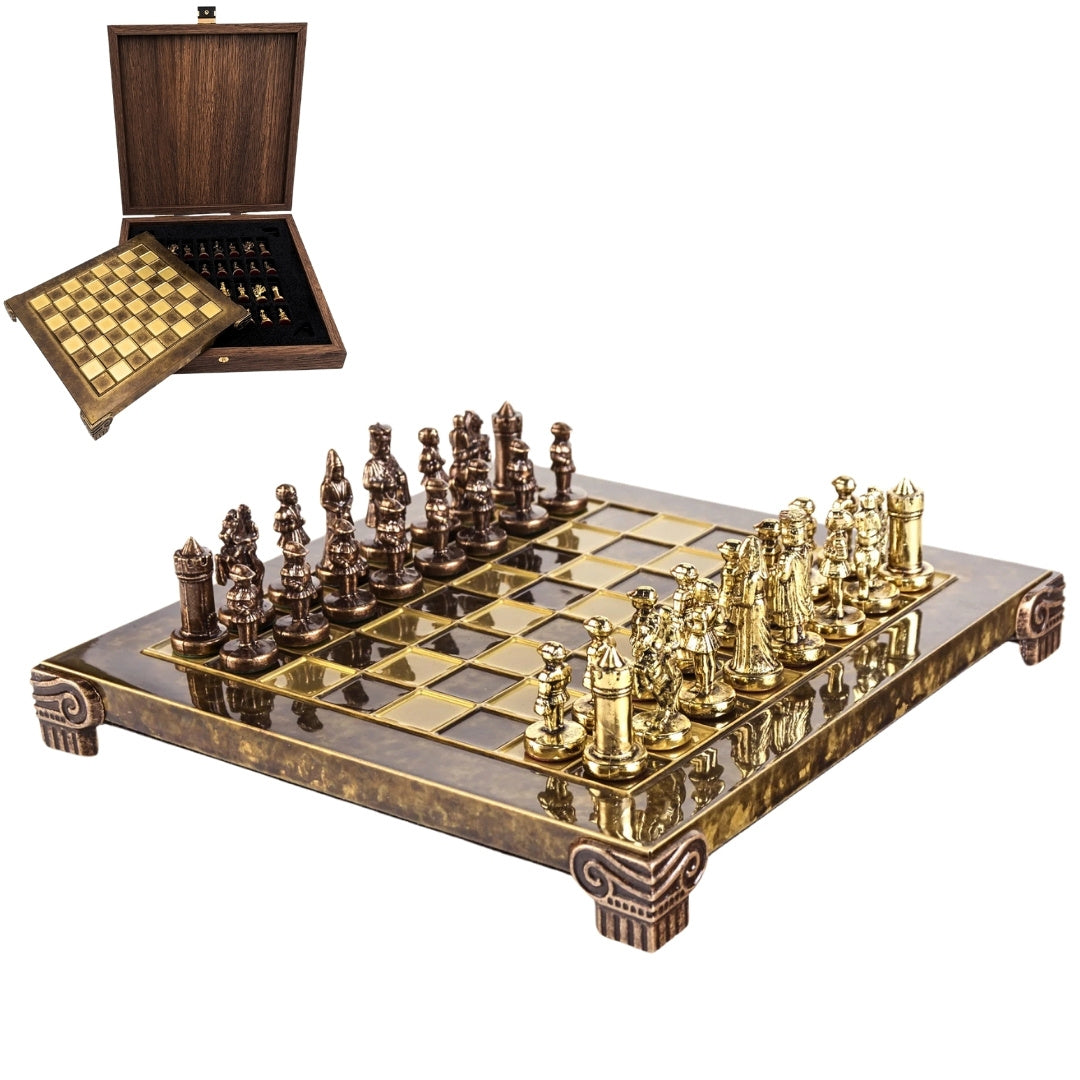 Exclusive Byzantine Metal Chess Set 20x20 cm - S1CBRO