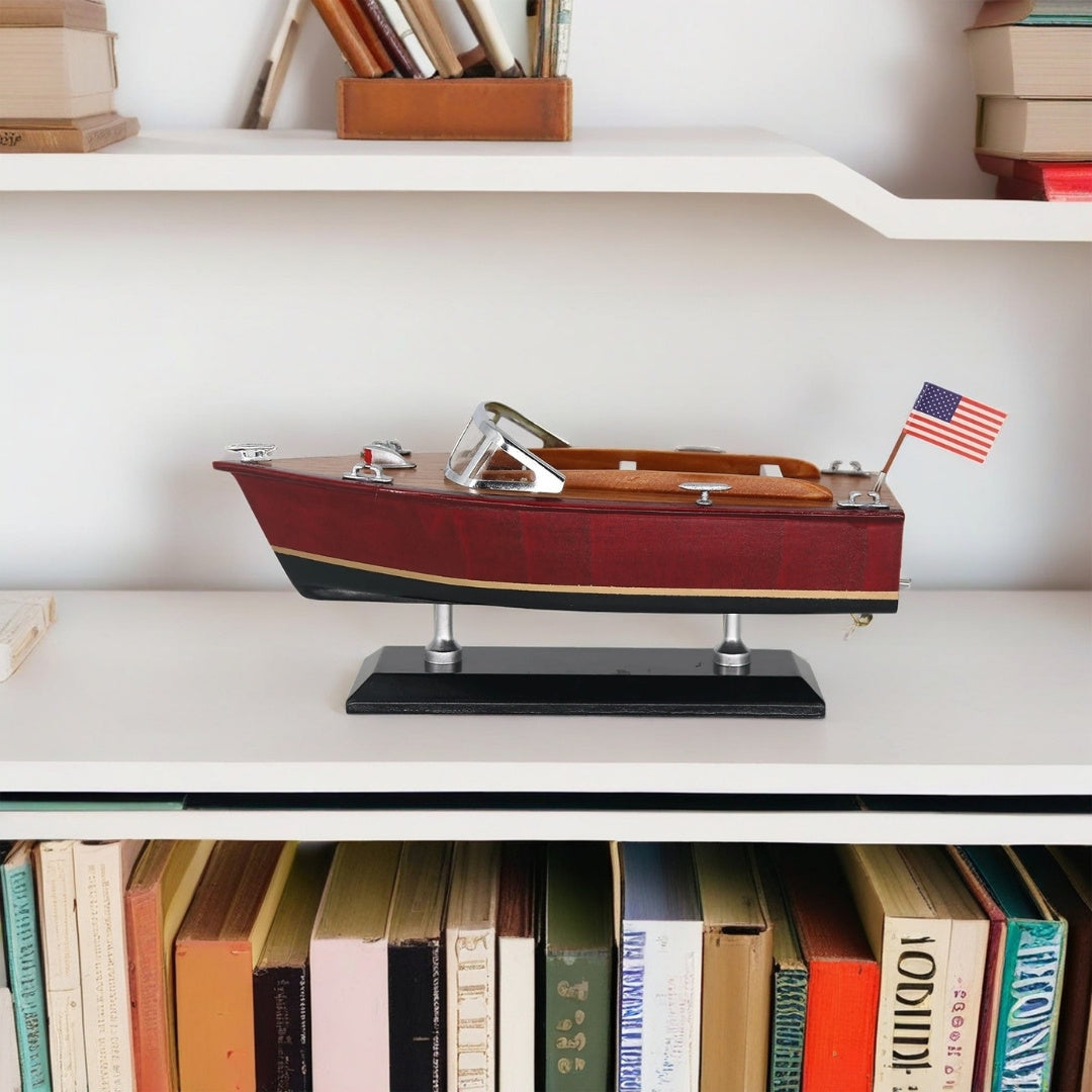 Wooden Motorboat Model – Classic Motorboat 26cm – Office Decoration – MOT04ML