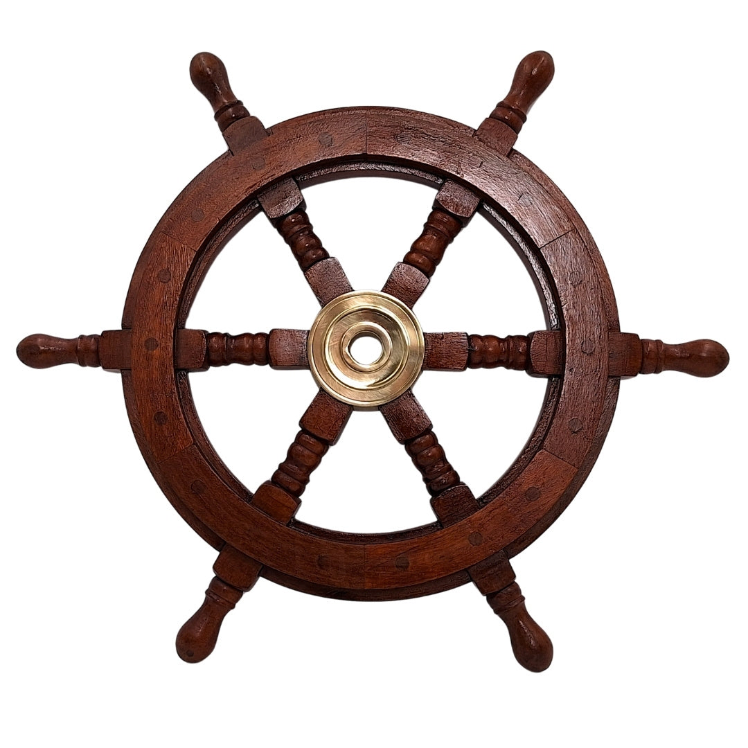 Wooden Steering Wheel – 45 cm - Retro Nautical Decoration - NC1402A