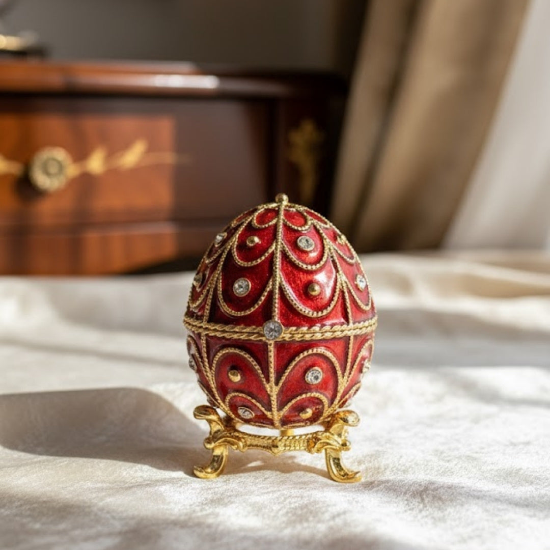 Exclusive Metal Casket with Crystals - Fabergé Egg - B0748-17 RD
