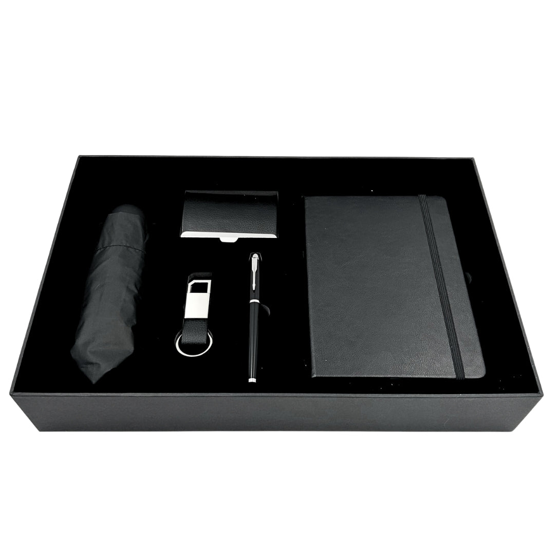 Elegant Premium Business Gift Set - Leather Notebook Umbrella Business Card Holder Pen Keychain - EE15