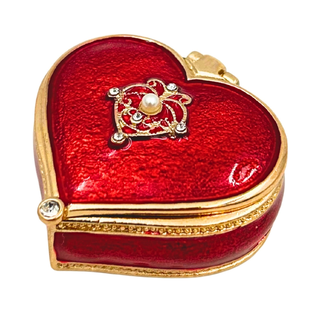 Exclusive Jewelry Trinket Box - Heart with Crystals - B0767-06RD