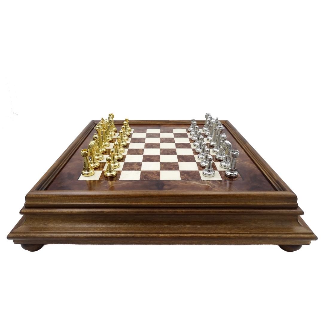 Large Exclusive Italfama Chess Set Made of Gold-Plated Metal 53x53 cm – N137
