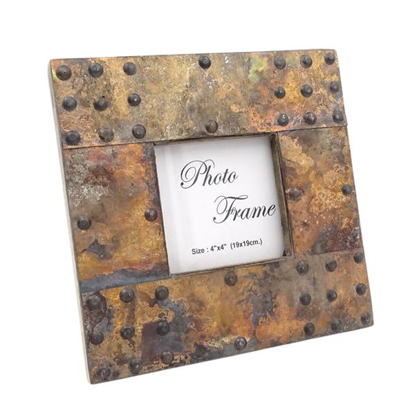Wooden Photo Frame Covered with Metal Sheet - A-1106 - photo size 10x10cm