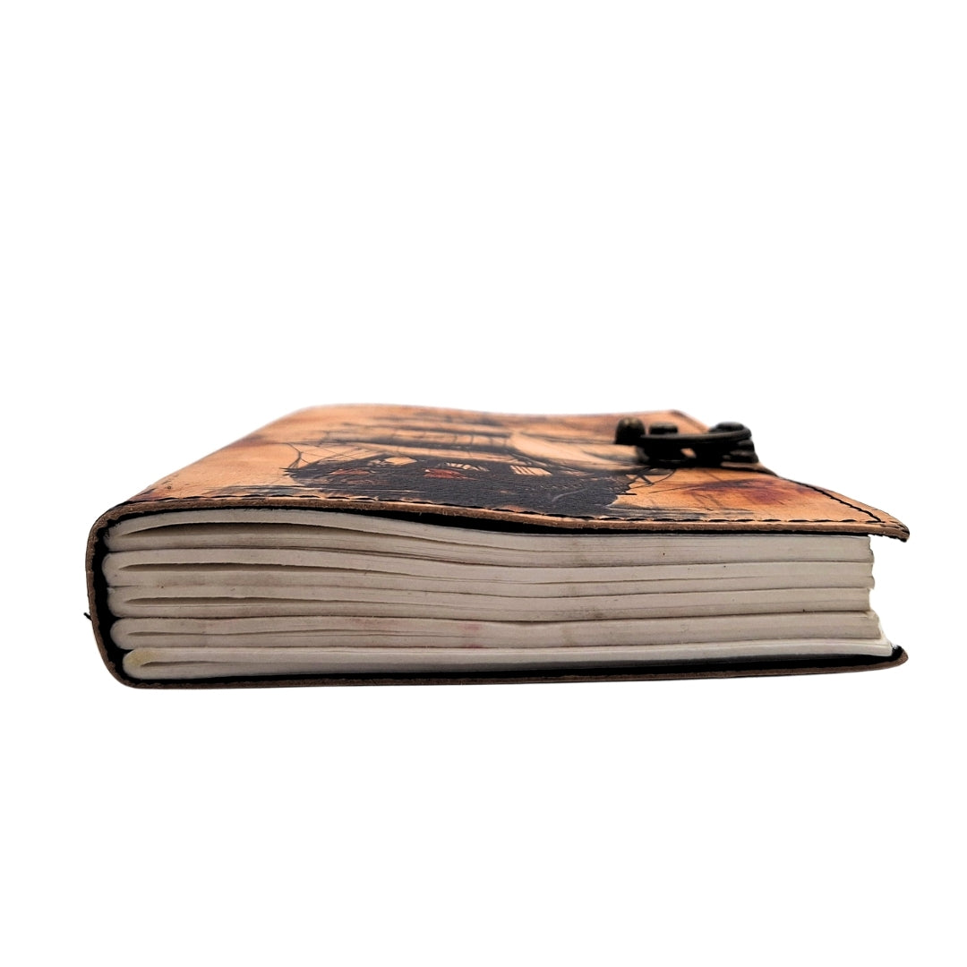 Retro Nautical Leather Notebook with Sailing Ship - Gift for a Sailor – AH11