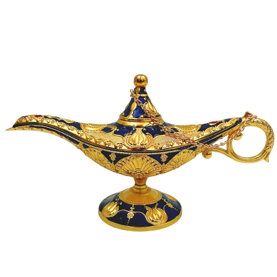 Alladin's Lamp LABB with metal decorations in gold color, dark navy blue, 22 x 7 x 11 cm