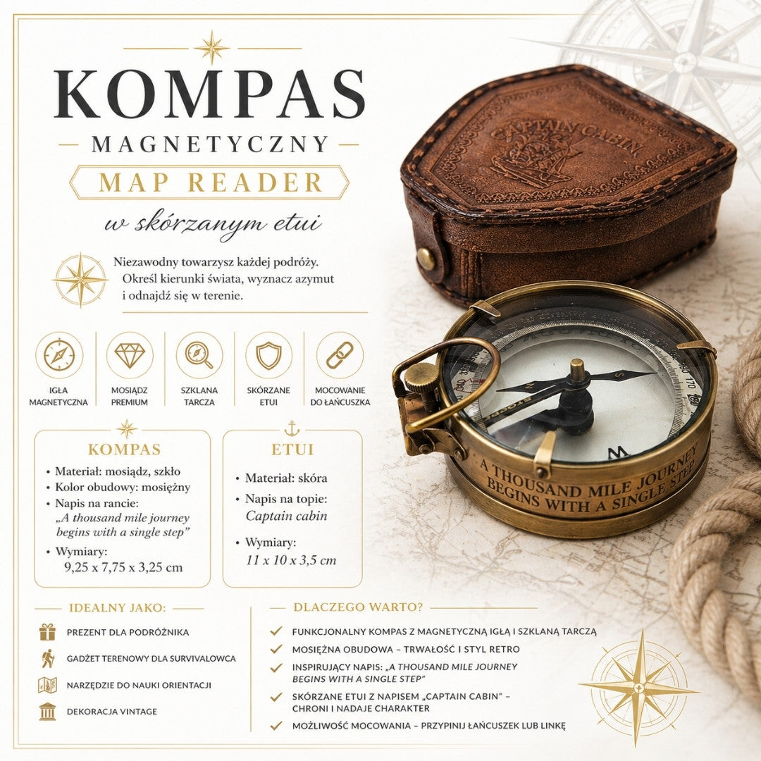 Magnetic Compass - Map Reader in Leather Case – Retro Gadget - NC2929