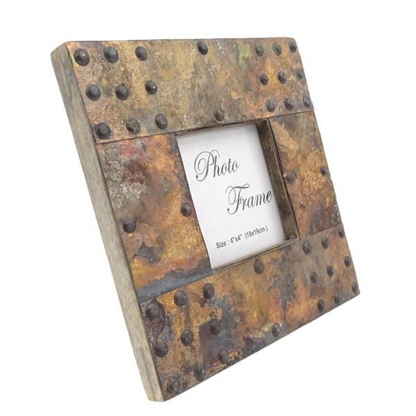 Wooden Photo Frame Covered with Metal Sheet - A-1106 - photo size 10x10cm