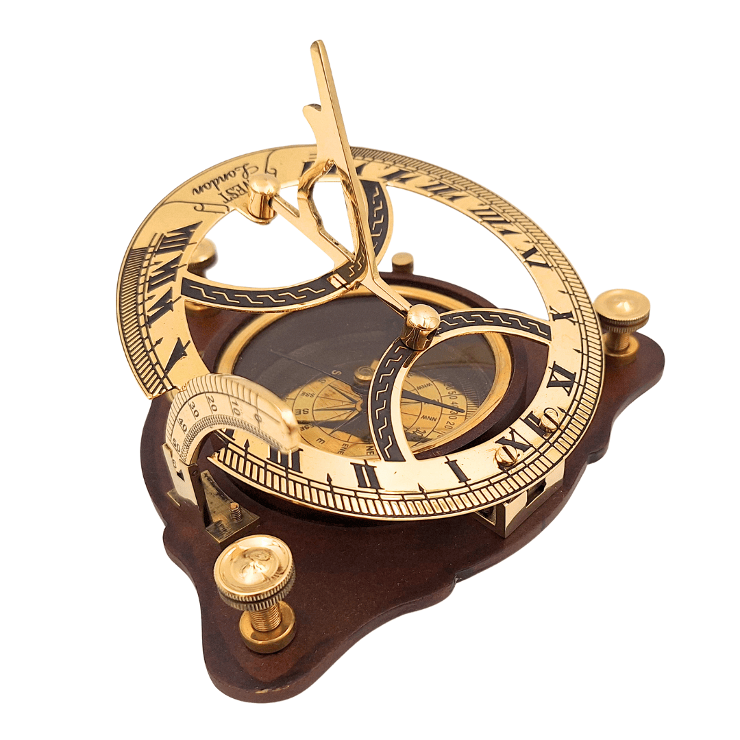 Sundial with Compass on a Wooden Base C064