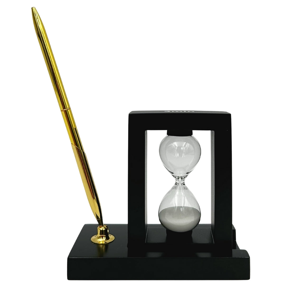 Decorative Desk Set with 3-Minute Hourglass and Pen Holder – 121W