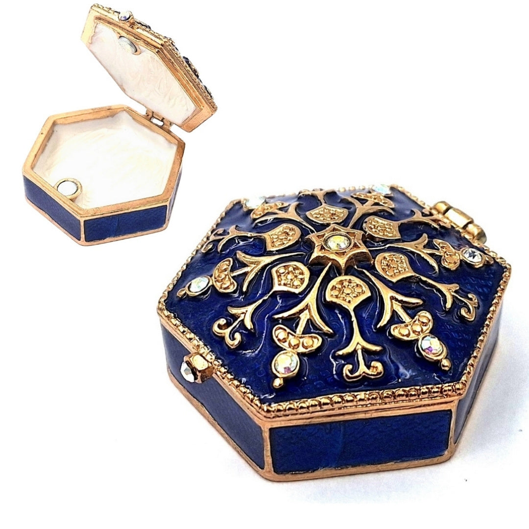 Richly Decorated Metal Gift Box with Crystals - B0035-08BL