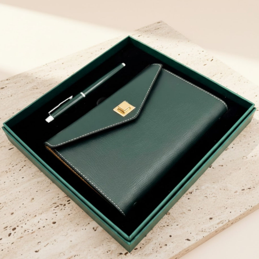 Elegant Gift Set - Leather Notebook with Pen in Gift Box – Premium – EE8