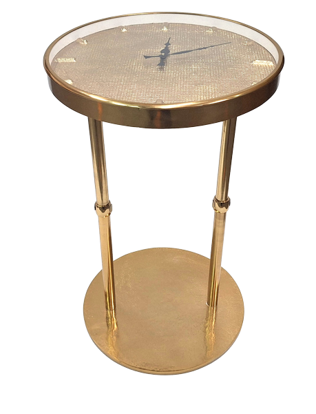 Gold Glamour Metal Table with Clock – Beautiful Decoration – 1056A