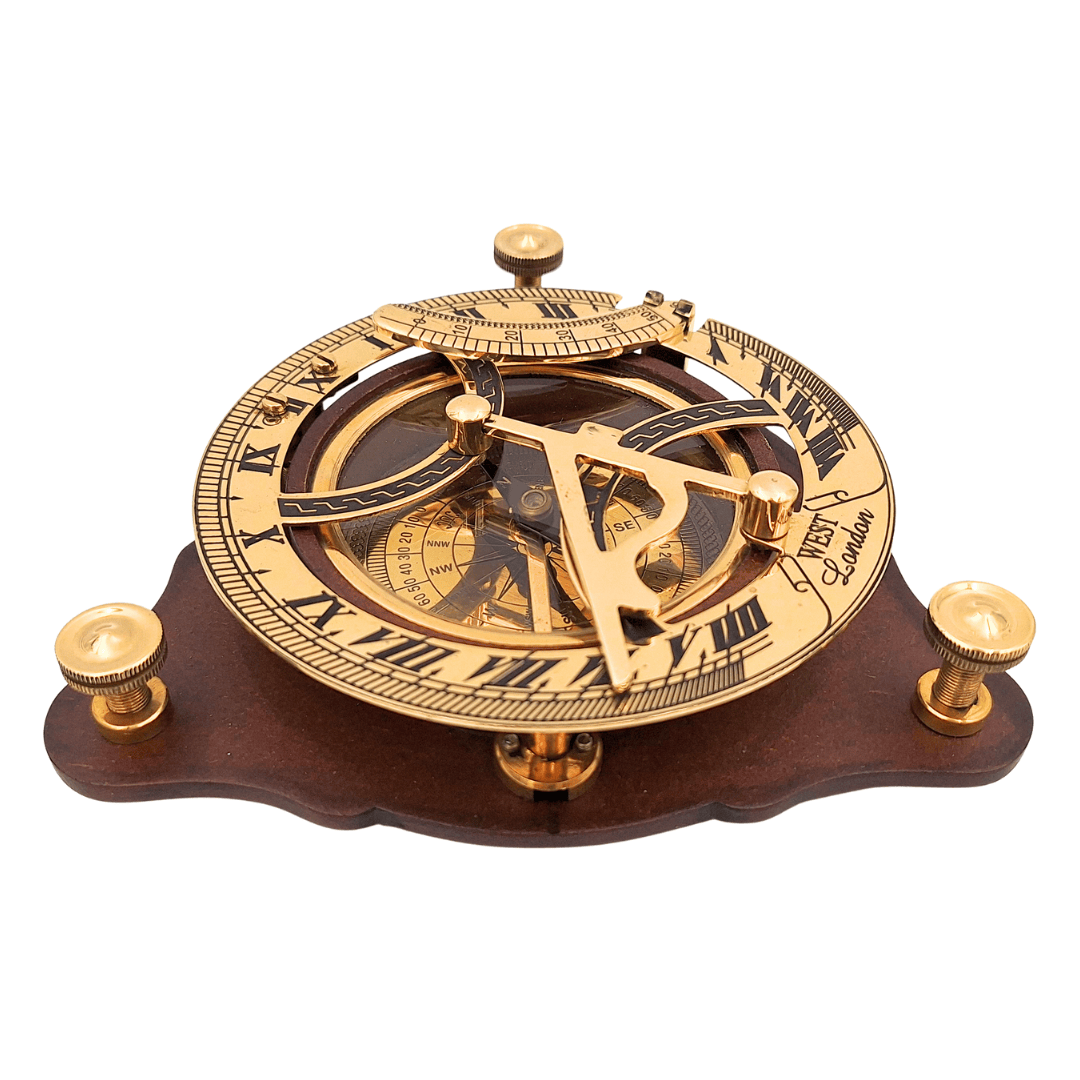 Sundial with Compass on a Wooden Base C064