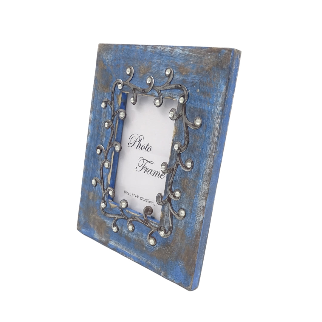 Wooden Photo Frame Blue - 28892 - photo size 15x10cm