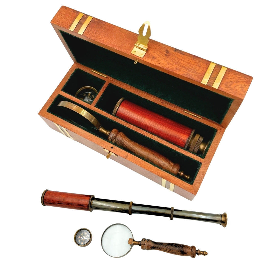Exclusive Retro Gift Set – Spyglass, Compass and Magnifying Glass - NC102369