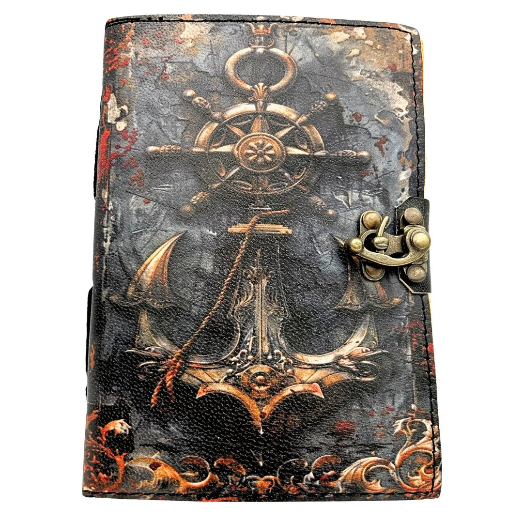 Retro Nautical Leather Notebook 200 Pages - H110