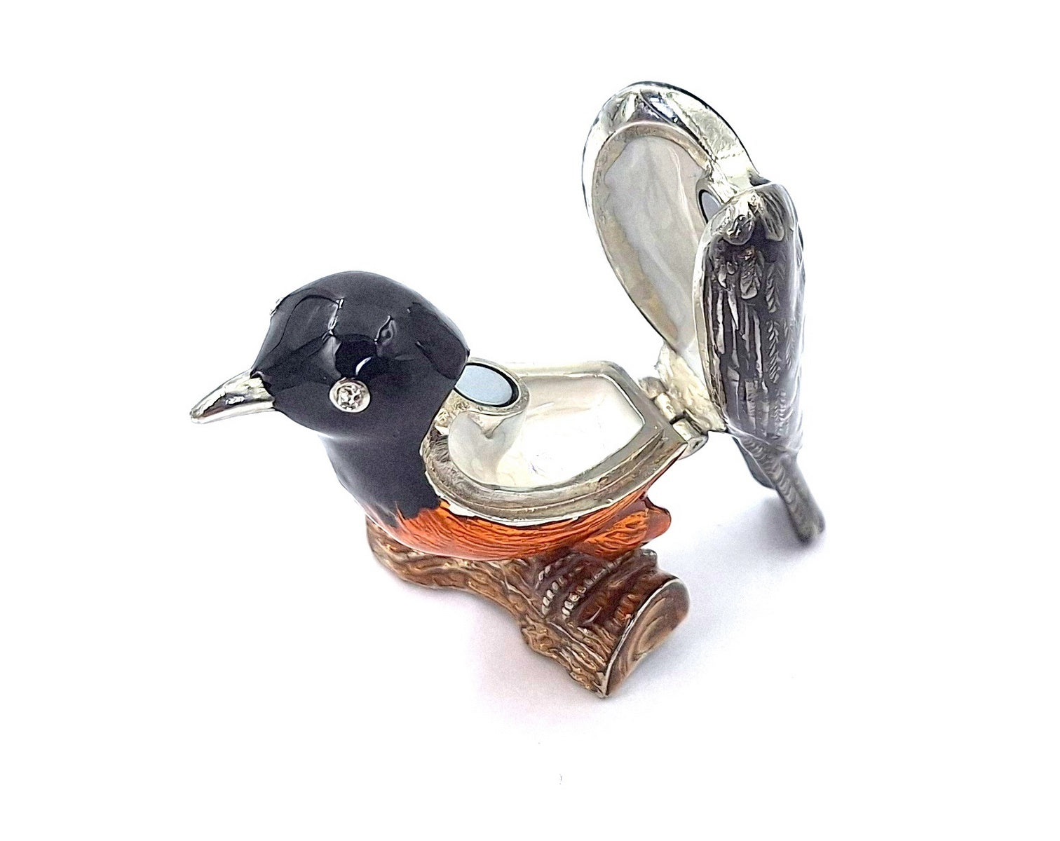 Unique Metal Box Decorated with Crystals - Bird - B0192-02