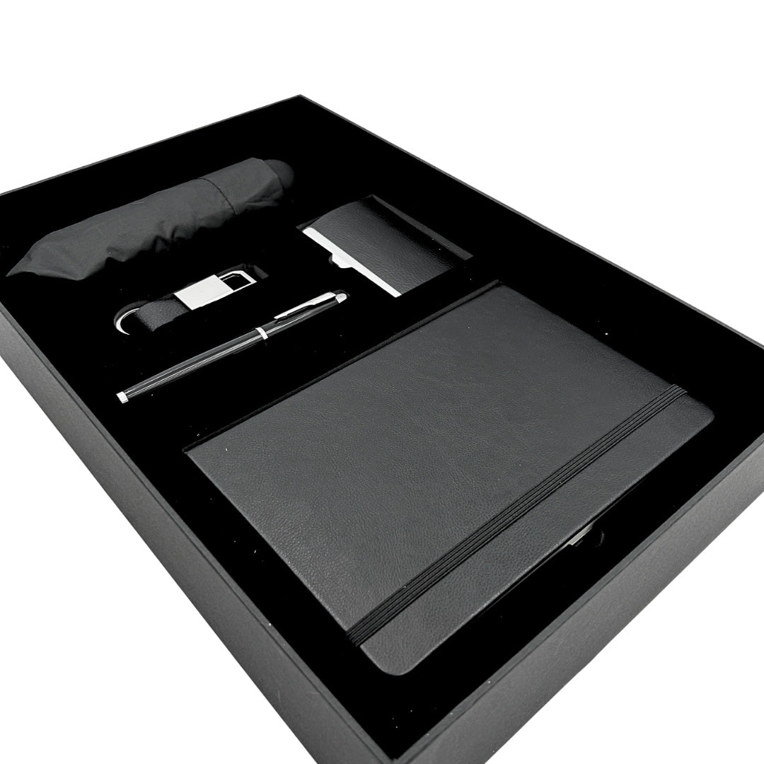Elegant Premium Business Gift Set - Leather Notebook Umbrella Business Card Holder Pen Keychain - EE15
