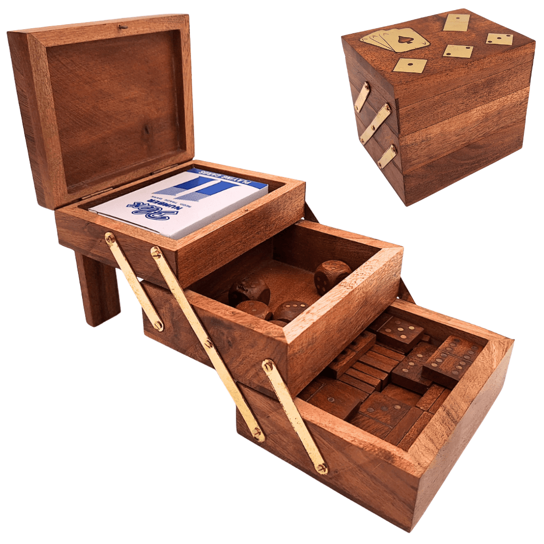 Elegant 3-in-1 Game Set - Cards Dice Dominoes - DNU-101