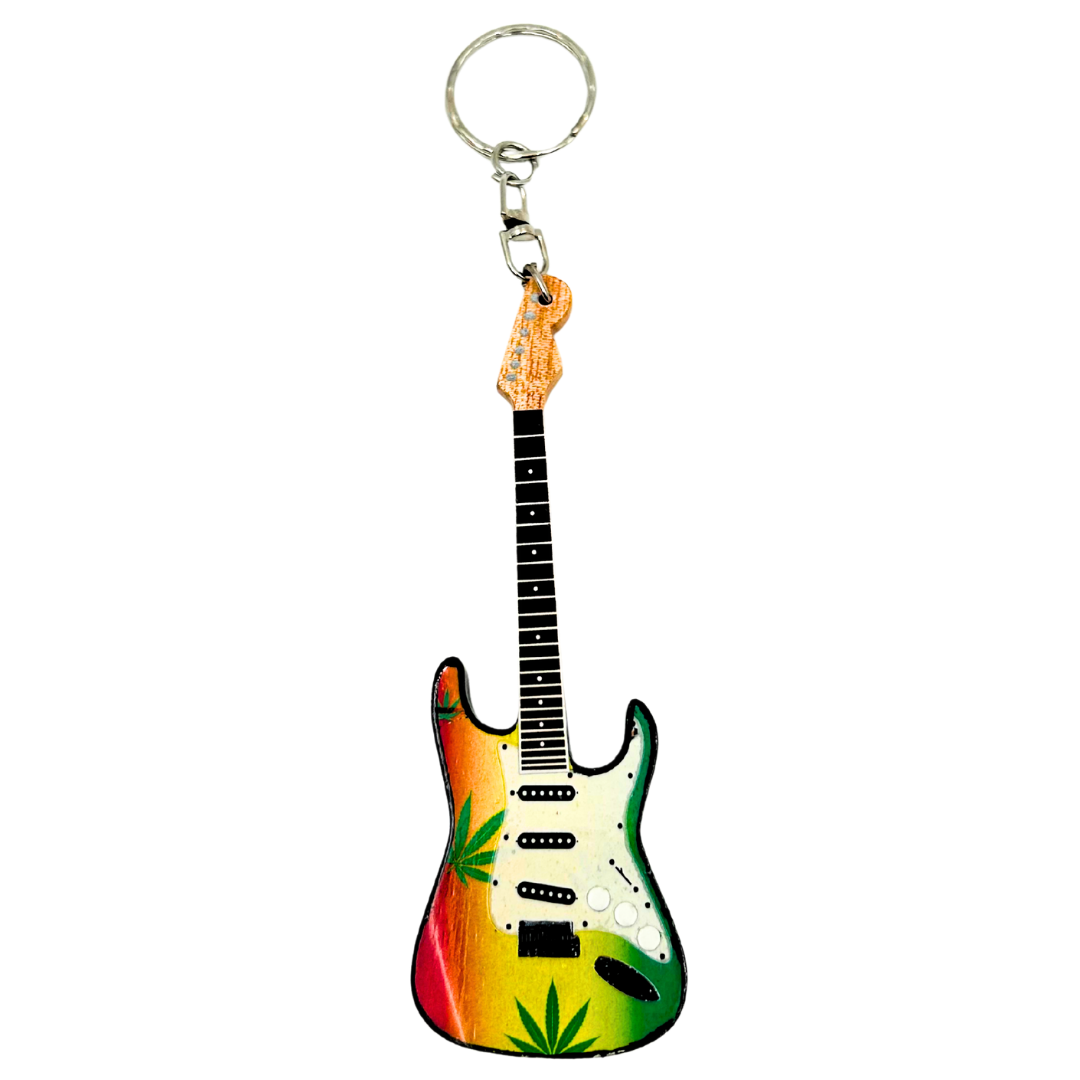Guitar keyring in the style of Bob Marley, Reggae gadget - EGK-0641