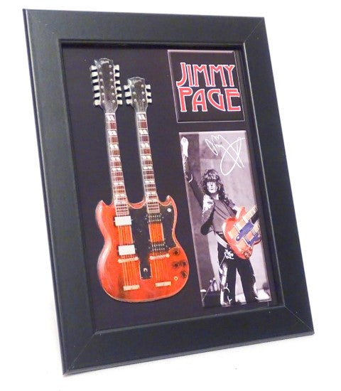 Jimmy Page-style double neck mini guitar in frame FMG-011