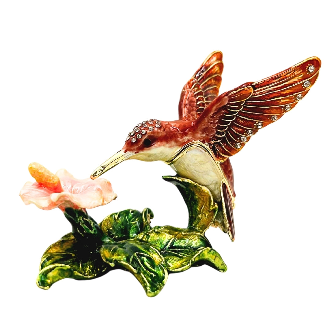 Exclusive Small Jewelry Trinket Box Decorated with Crystals – Hummingbird – HX357