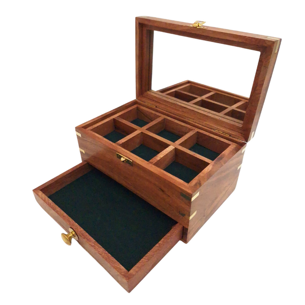 Large Wooden Jewelry Box – Organizer with Mirror - DNU-022