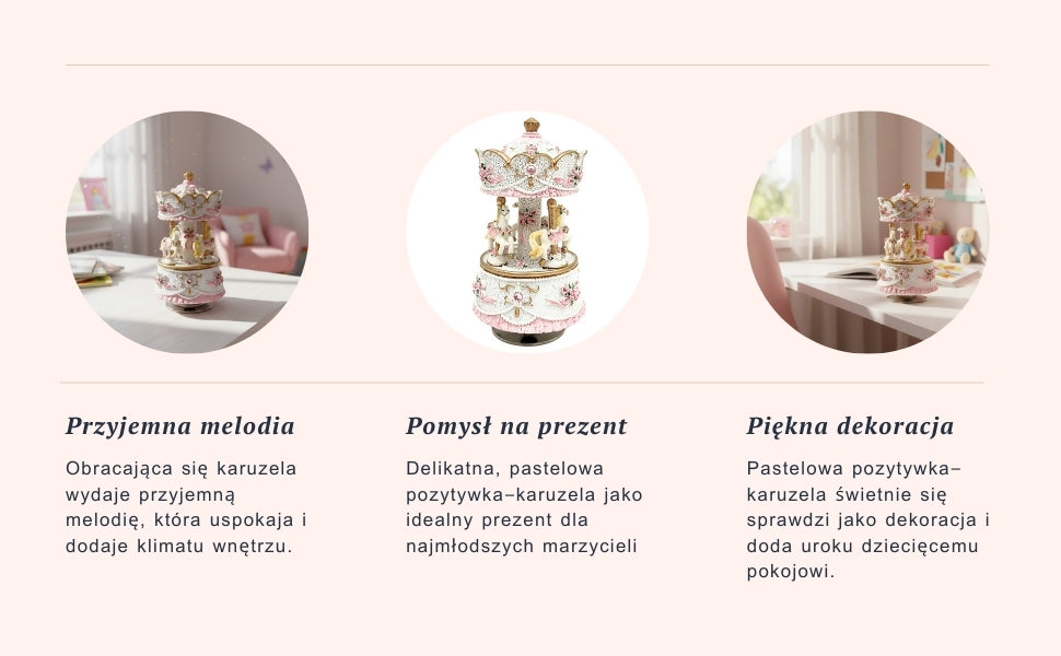 Pastel Carousel Music Box - MP-333