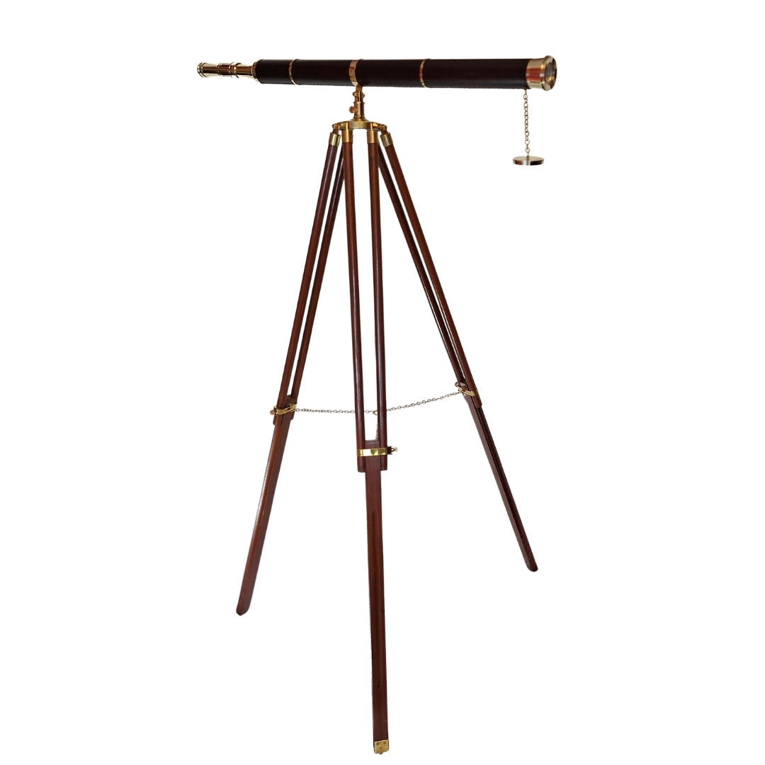 Large decorative telescope on wooden tripod – TWSS