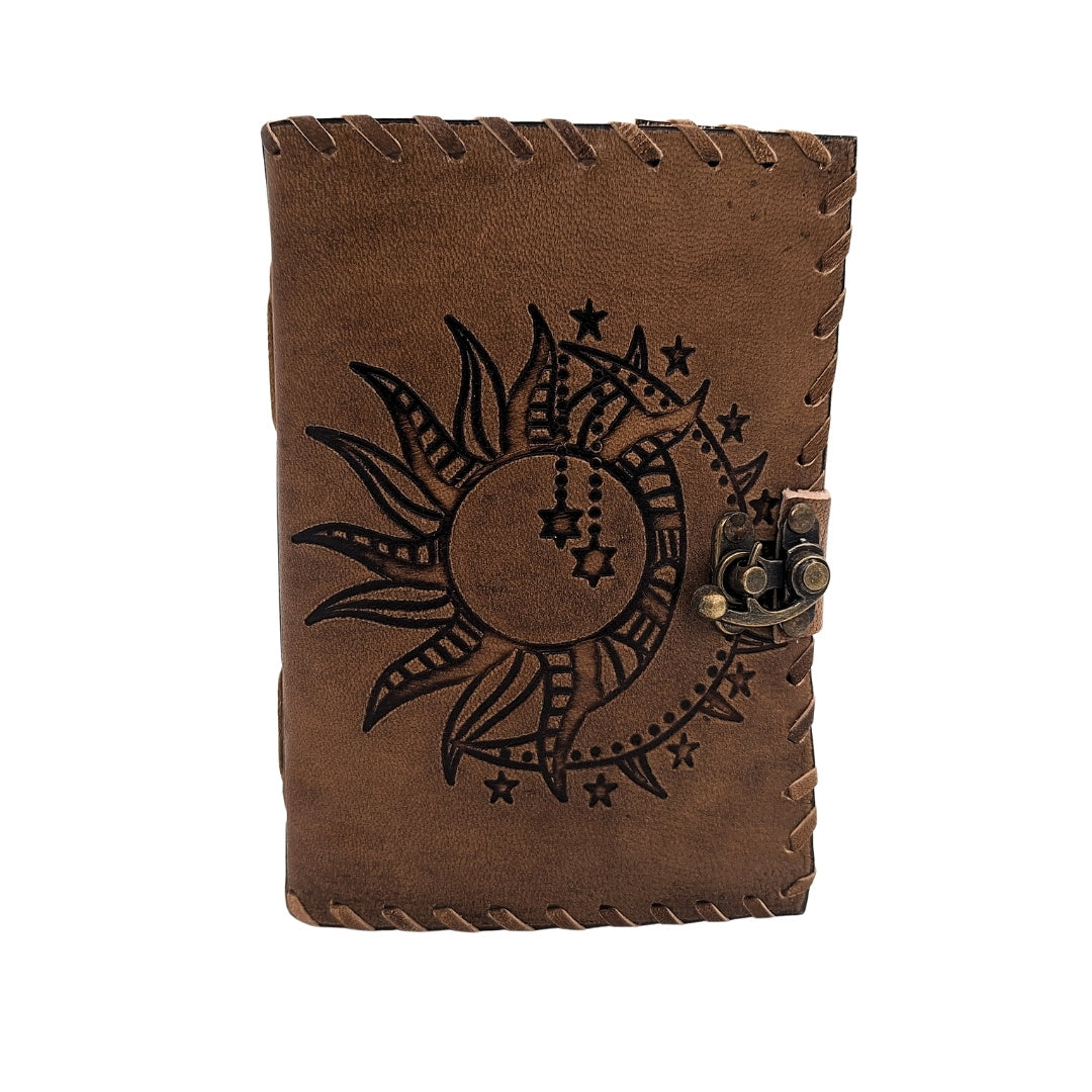 Retro Leather Notebook 200 Pages Sun and Moon 200 Pages - AH05