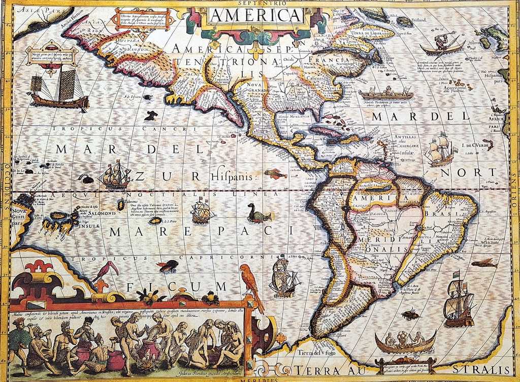 Map of America 1628 - J. Hondius Reprint - M1628