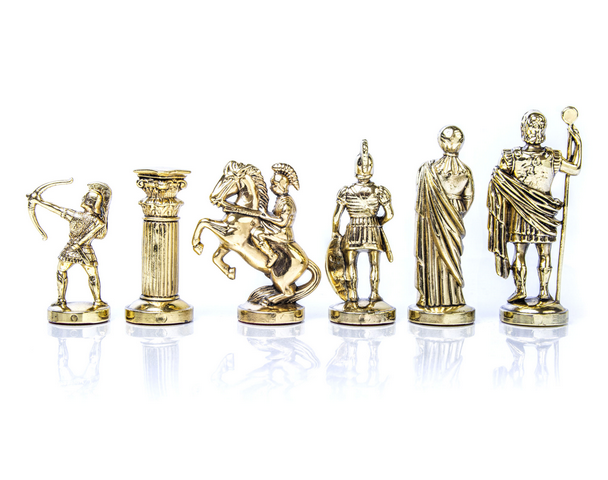 Large Exclusive Brass Chess Set – Gold and Silver - Archers 44x44cm – S10BGS