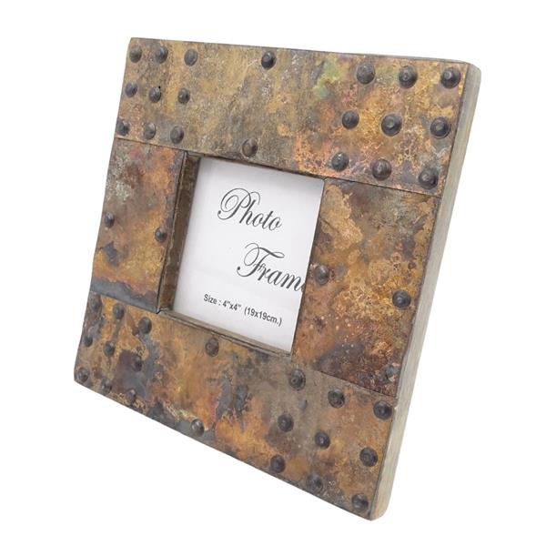 Wooden Photo Frame Covered with Metal Sheet - A-1106 - photo size 10x10cm
