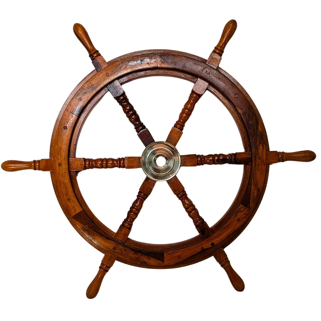 Wooden steering wheel with brass insert - Space for wedge - diameter 75cm - SW2/30'