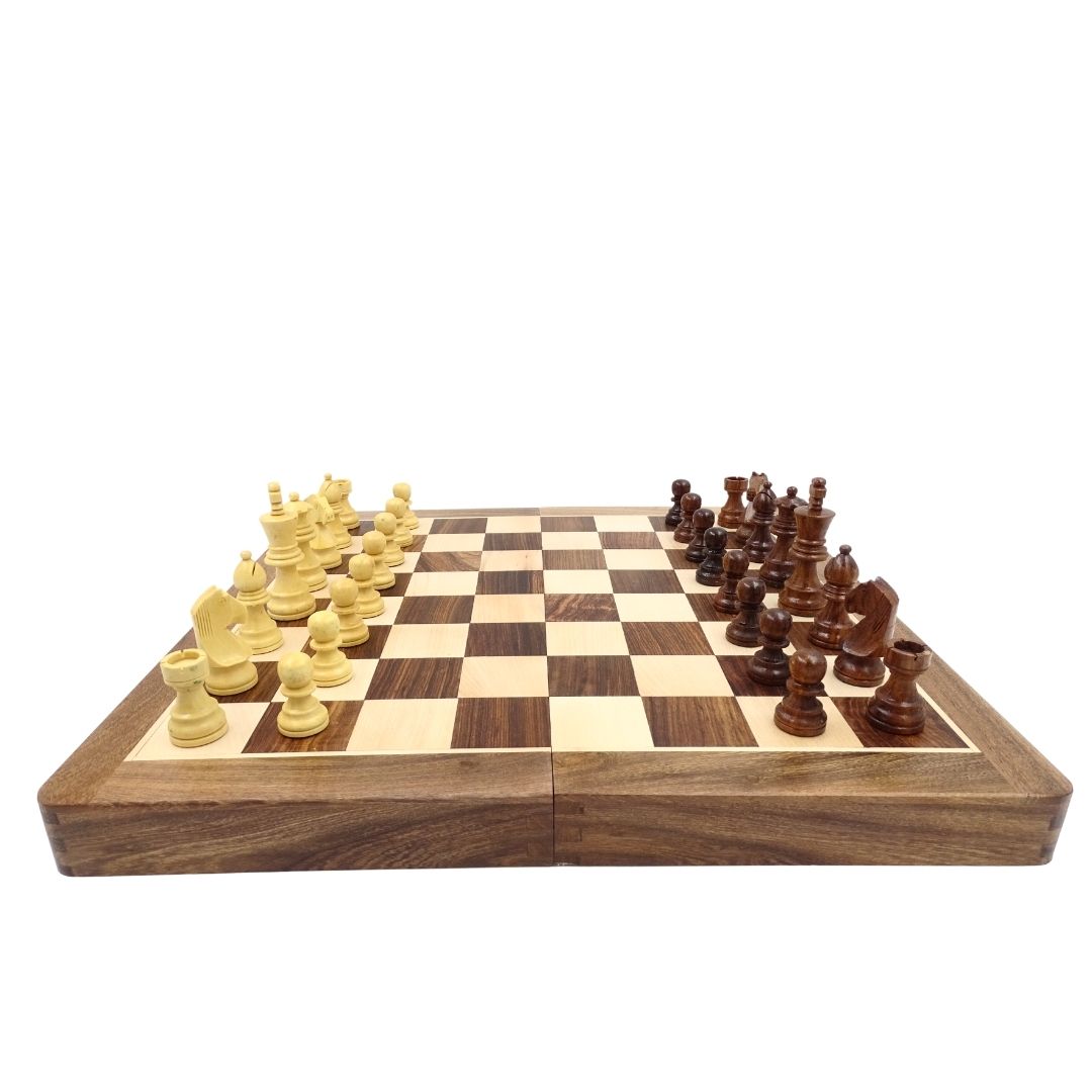 Wooden Chess Set 40×40 cm– minor defect – Folding Chessboard - G114