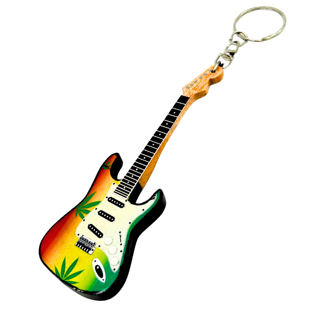 Guitar keyring in the style of Bob Marley, Reggae gadget - EGK-0641