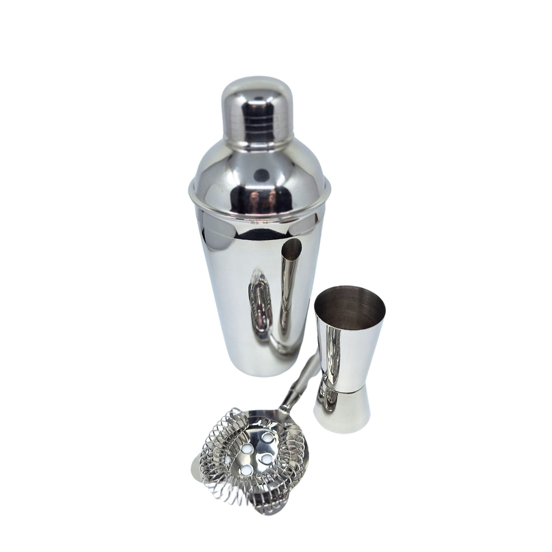 Bartender Set – 3 Pieces Shaker Jigger Strainer - BS48171