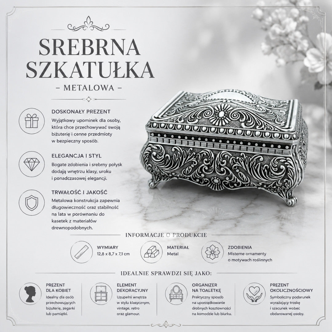 Silver Metal Jewelry Box – 20-74M