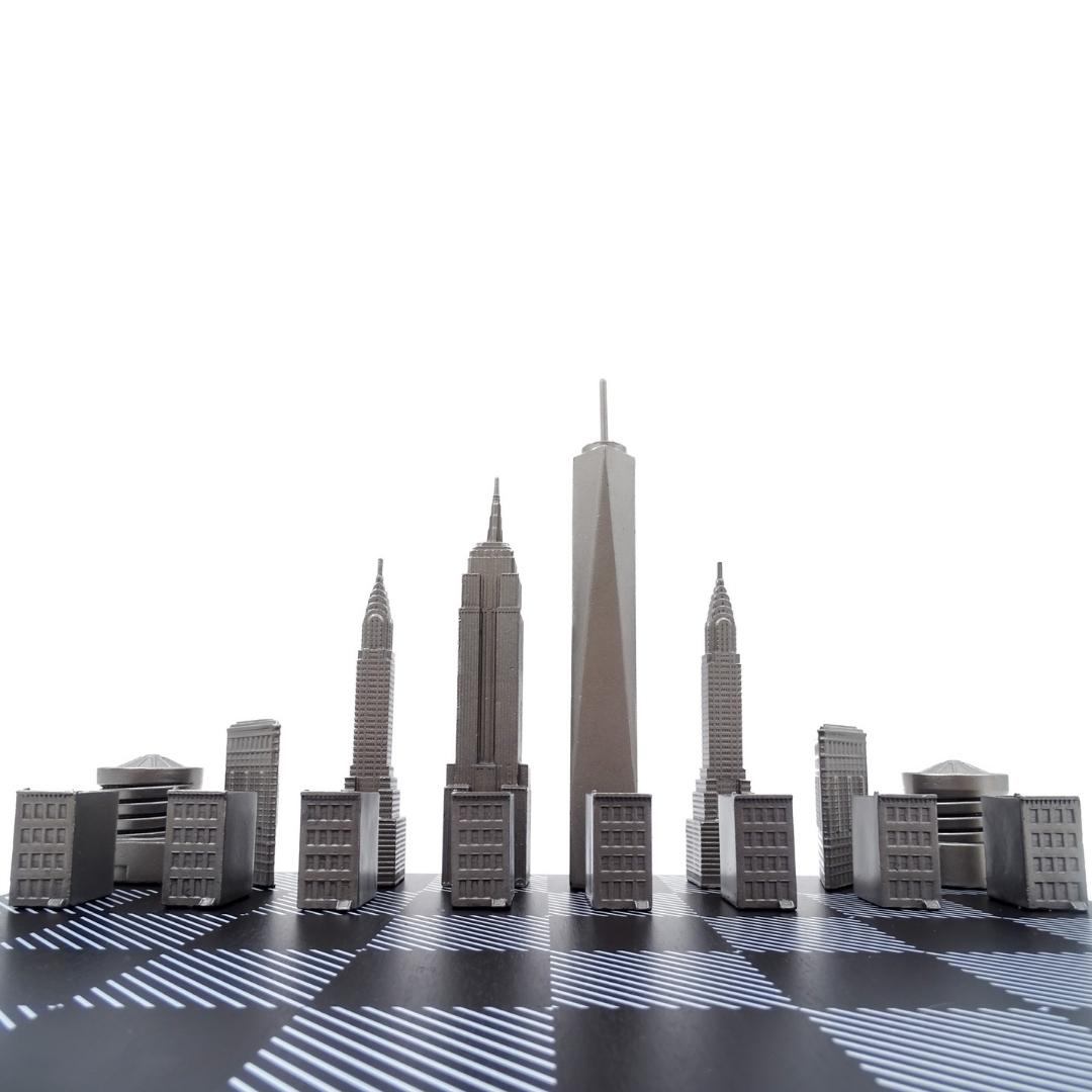 Designer Skyline New York Chess Set in Stainless Steel – NY