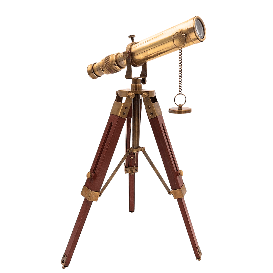 Retro Brass Spyglass on a Wooden Tripod – Adjustable Height – SR010