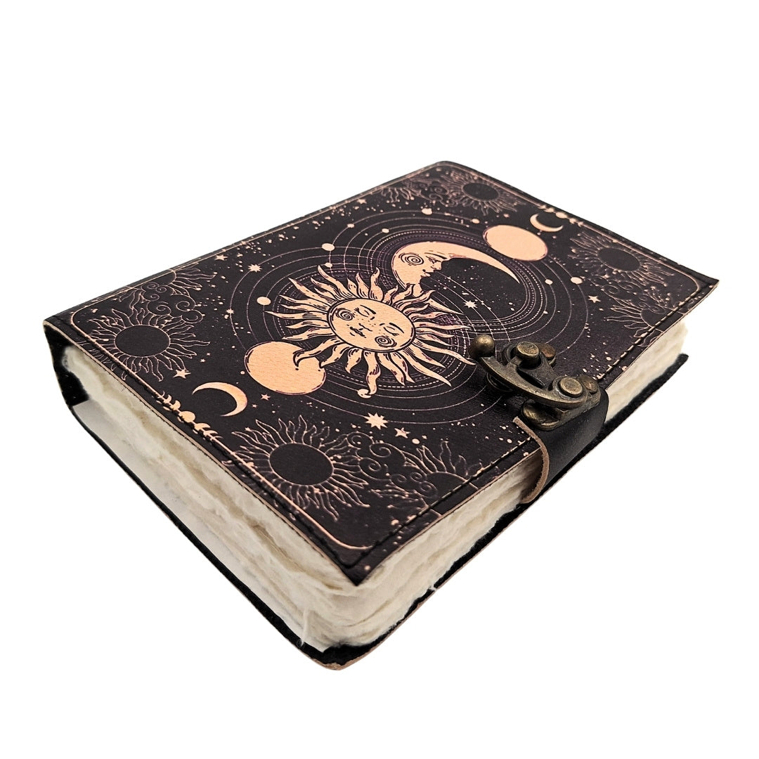 Decorative Leather Notebook Sun and Moon 200 Pages - AH07