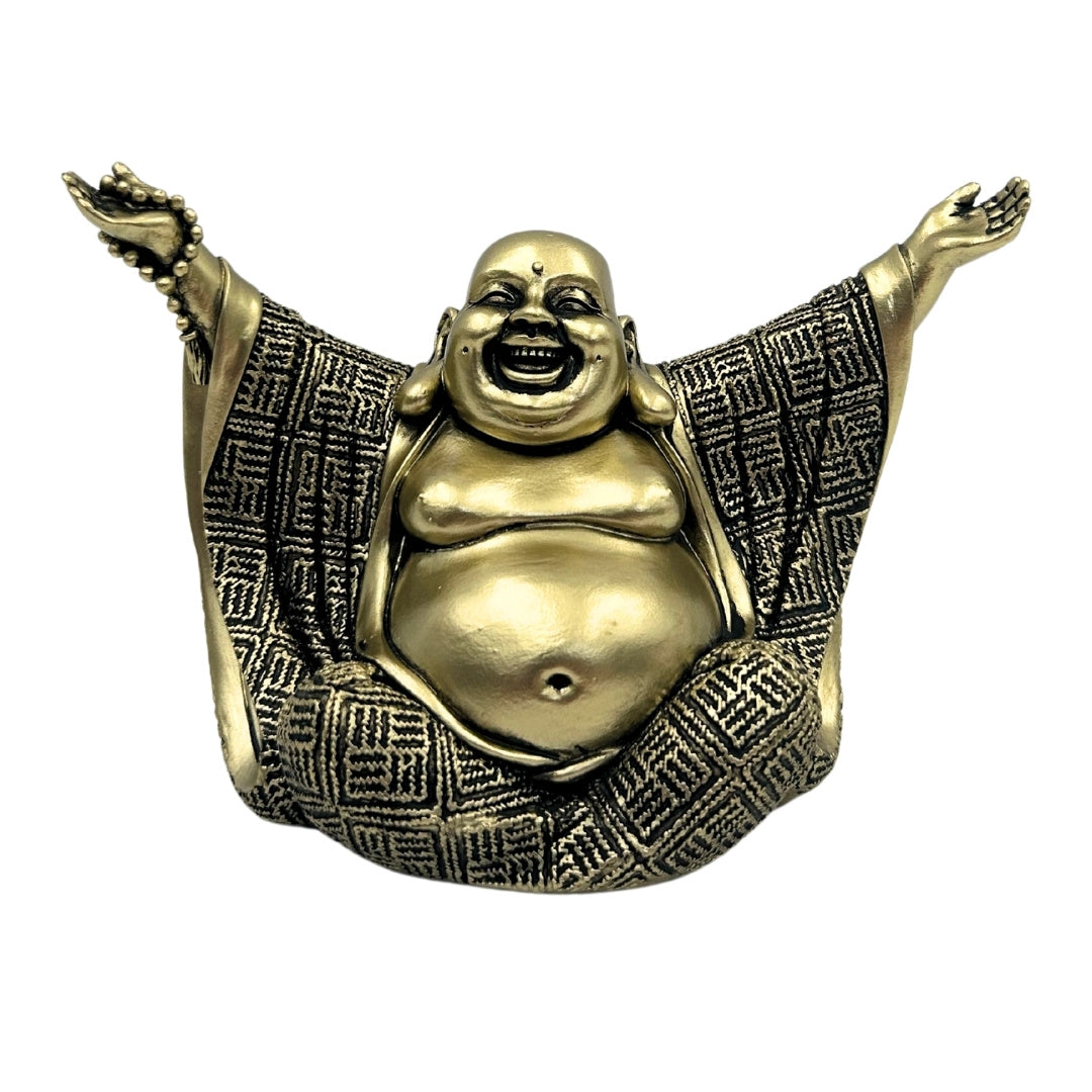 Buddha Figurine – Joyful Buddha – Gold Decoration - 4406FJH