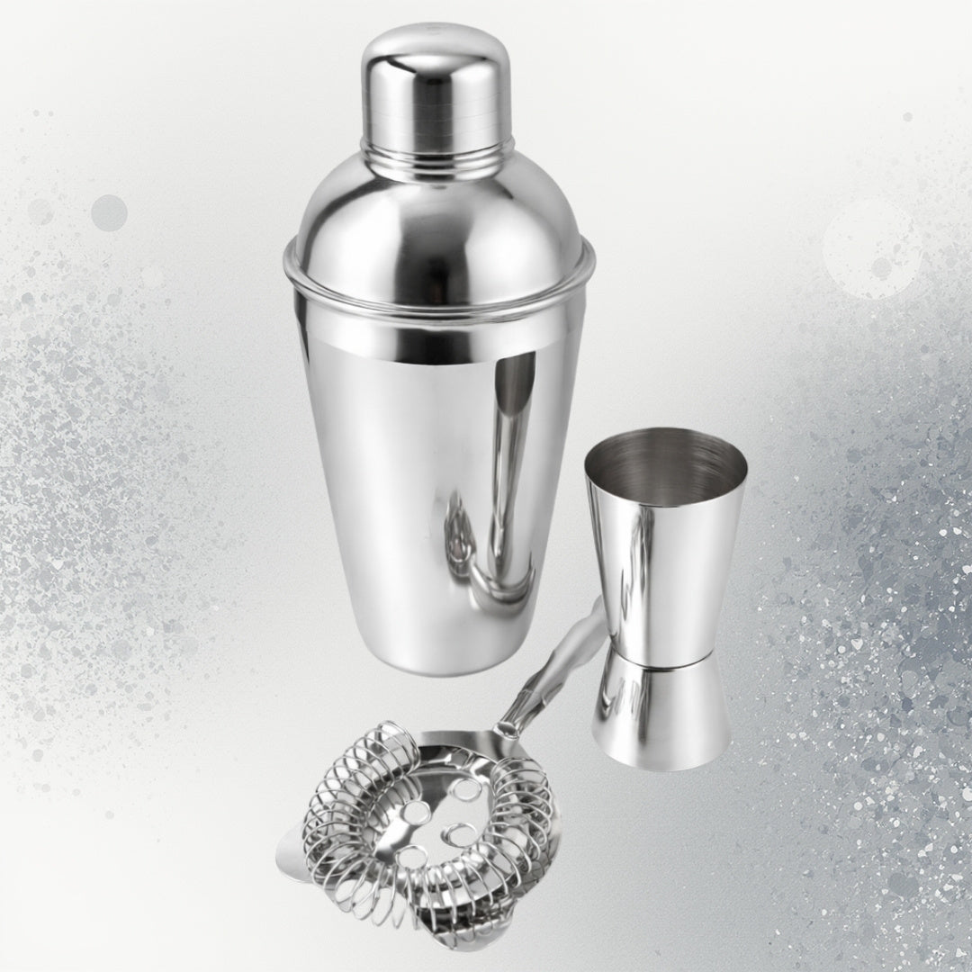 Bartender Set – 3 Pieces Shaker Jigger Strainer - BS48171