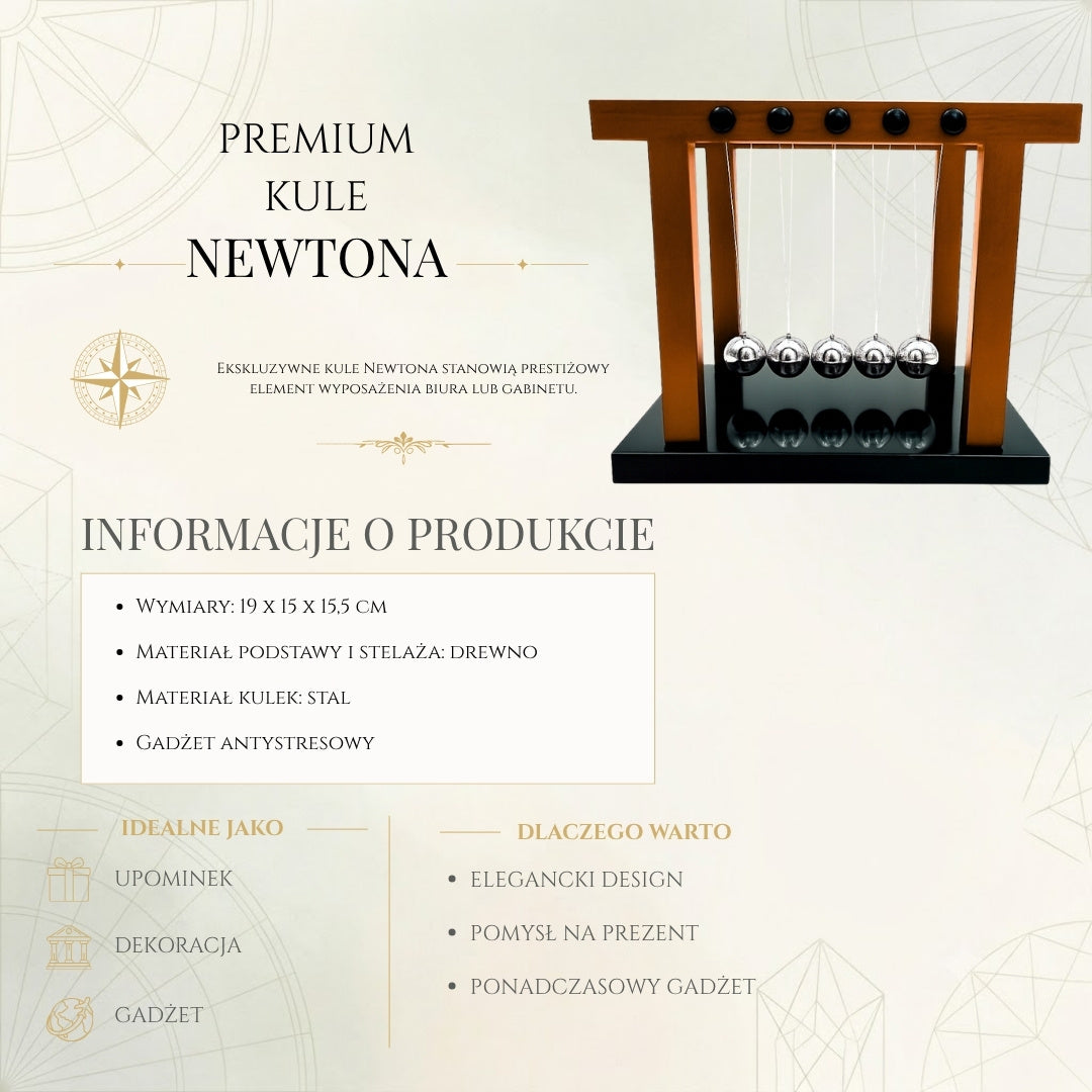Elegant Large Premium Newton's Cradle on a Wooden Base - YG1300F