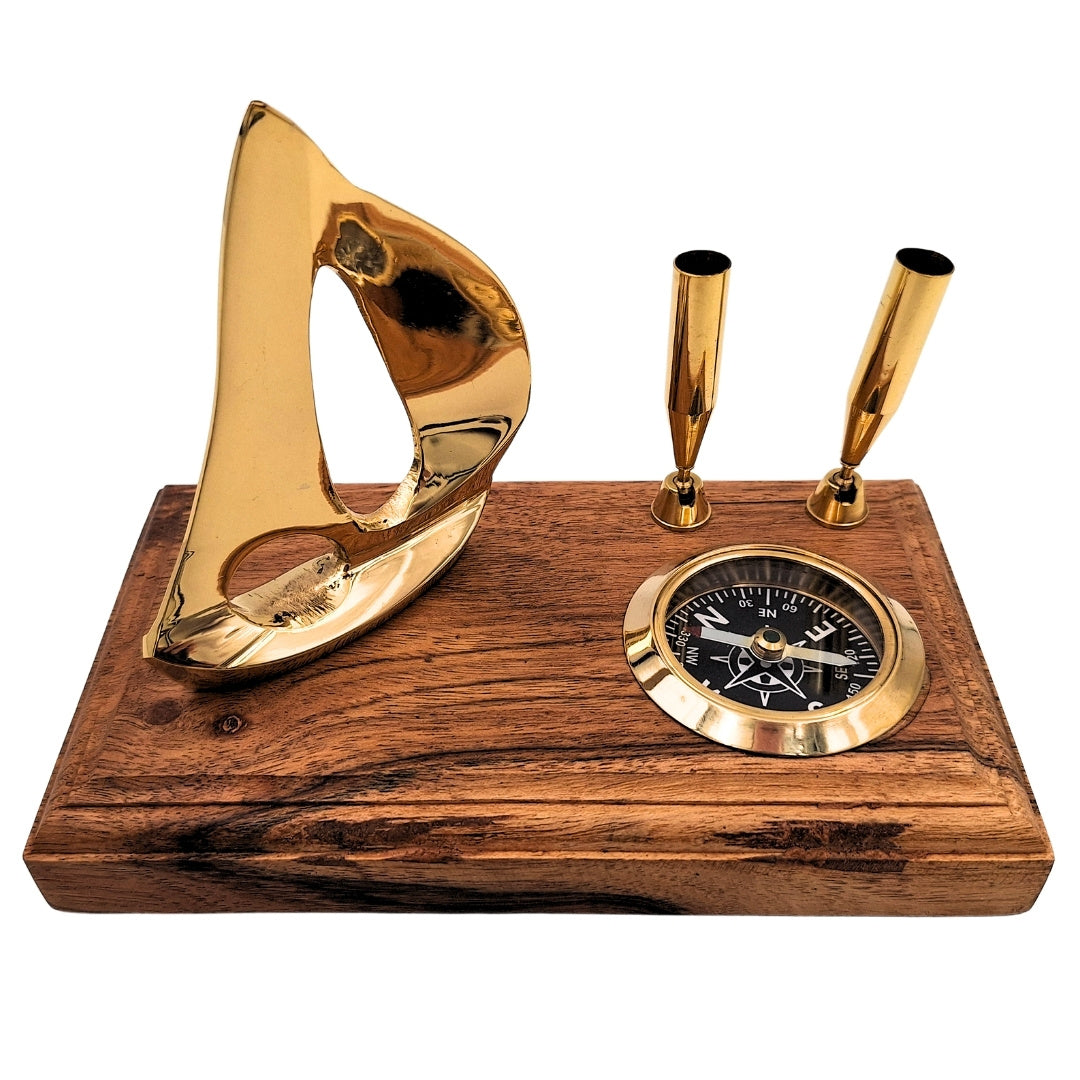 Elegant desk set - Yacht and compass - Elegant nautical gift - BCPH103